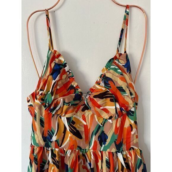 Commense Boho Chic Vibrant Floral‎ Print Midi Dress Cami Summer Midi Sundress S - Picture 7 of 11